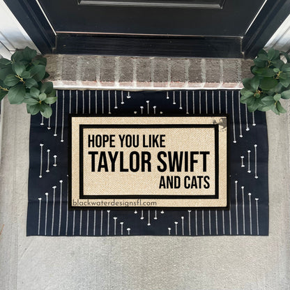 Hope You Like and Cats All Weather Doormat (Red)