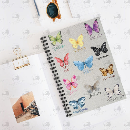 TS Butterflies Spiral Notebook - Ruled Line