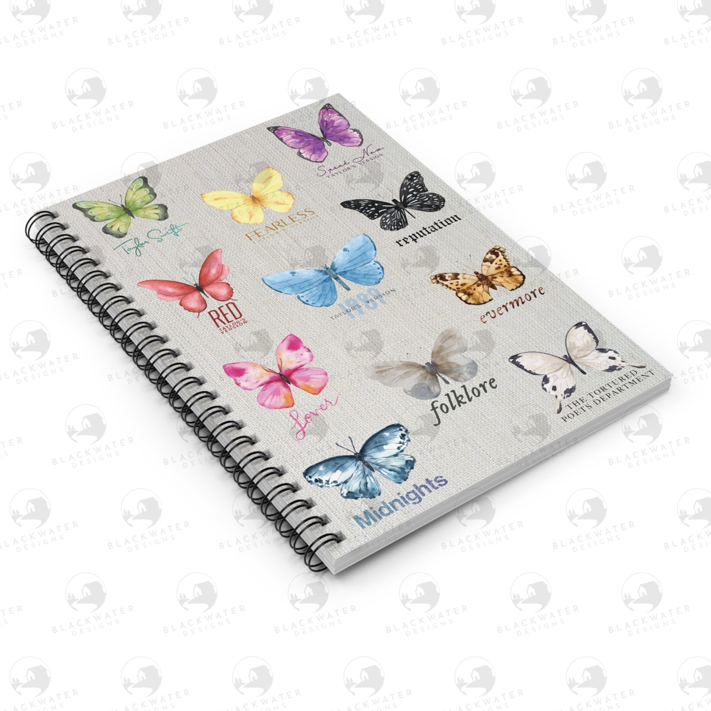 TS Butterflies Spiral Notebook - Ruled Line