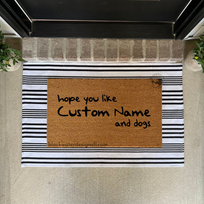 Hope You Like and Dogs Doormat, 1989 Welcome Mat, Door Mat, Entryway Rug, Porch Decor, Housewarming Gift, Hand Painted